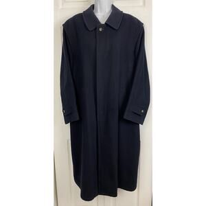 VTG Schneiders Salzburg Men's Loden Trench Coat Navy Blue Wool Sz 40 Lined